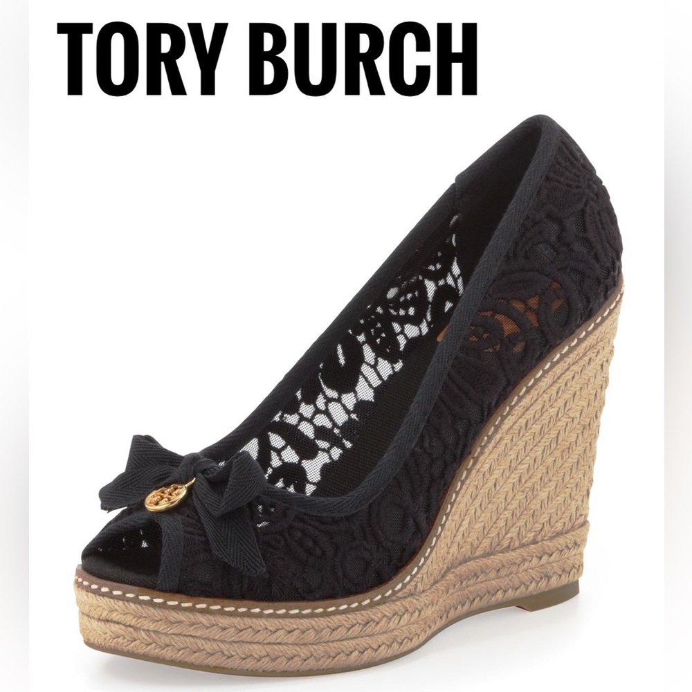 Tory Burch Black and Tan Espadrilles